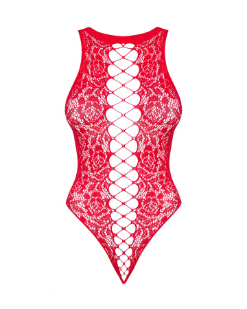 фото Ажурний боді із ефектом шнурівки Obsessive B120 teddy red S/M/L, червоний