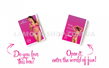 фото Сітчастий боді із поздовжніми вирізами Obsessive B121 teddy S/M/L, рожевий