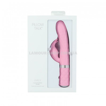 фото Кролик з ротацією та вібрацією Pillow Talk Lively Pink, кристал Сваровскі, 