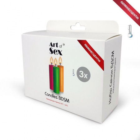 фото Набір воскових свічок Art of Sex size S 10 см (3 шт), низькотемпературні, люмінісцент