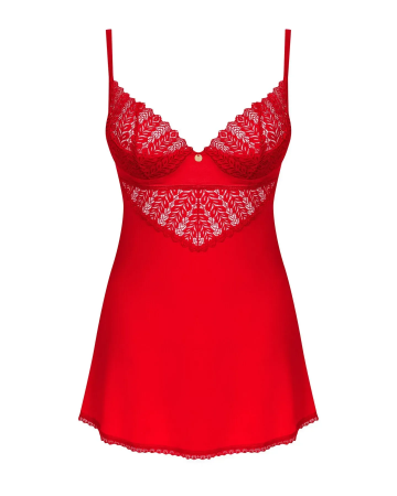 фото Пеньюар  Obsessive Ingridia chemise & thong XS/S, червоний, сорочка, стрінги