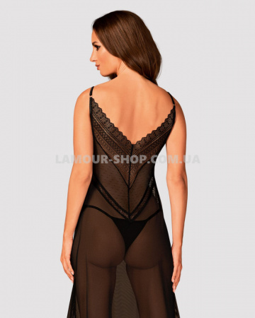 фото Сорочка Obsessive Estiqua chemise M/L, чорний, асиметричний крій