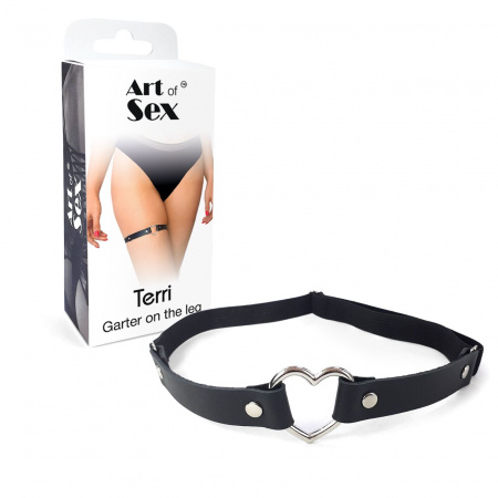 фото Гартер на ногу Серце з натуральної шкіри Art of Sex - Terri, колір Чорний