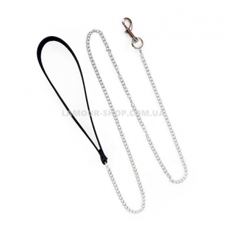 фото Повідець на ланцюжку із натуральної шкіри Art of Sex - Leash, колір Чорний