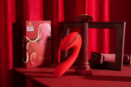 фото Вакуумний вібратор Kistoy Tina з підігрівом, вагінально-кліторальний