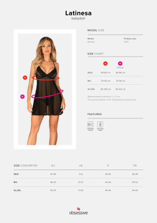 фото Пеньюар та трусики Obsessive Latinesa babydoll & thong M/L