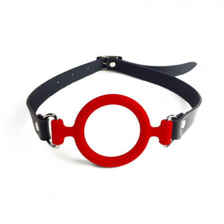 фото Кляп силіконове кільце натуральна шкіра, Gag ring 