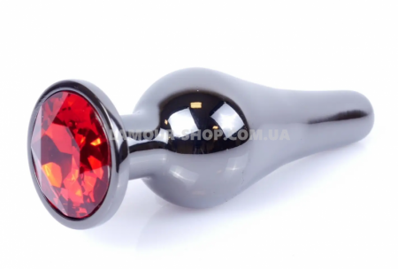 фото Анальна пробка Boss Series - Jewellery Dark Silver BUTT PLUG Red