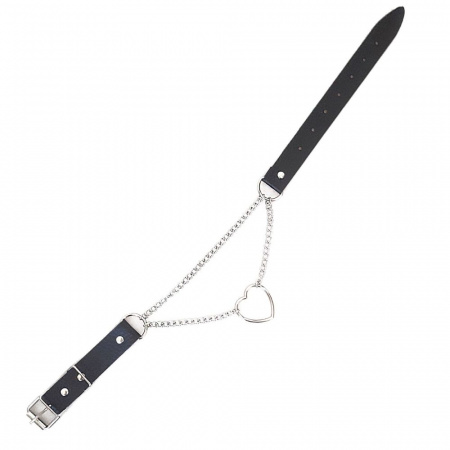 фото Чокер на шию Серце Art of Sex - Paris, з натуральної шкіри, колір Чорний