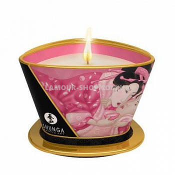 Масажна свічка Shunga Massage Candle – Rose Petals (170 мл) з афродизіаками