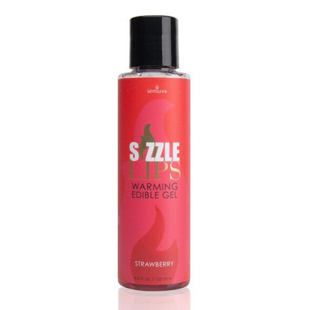 фото Зігрівальний масажний гель Sensuva Sizzle Lips Strawberry (125 мл), без цукру