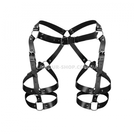 фото Гартери Art of Sex Claire, натуральна шкіра, розмір L-2XL, колір чорний