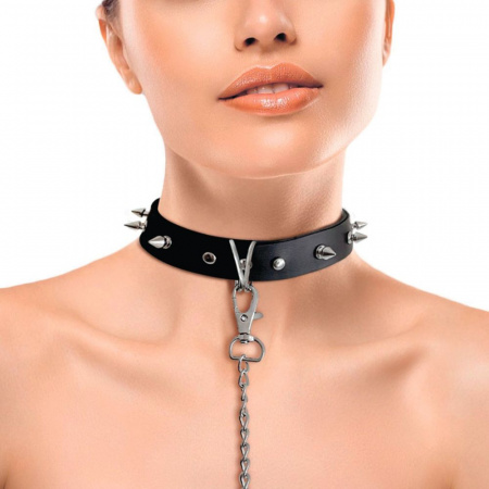 фото Ошейник с шипами и поводком Art of Sex - Collar Spikes and Leash