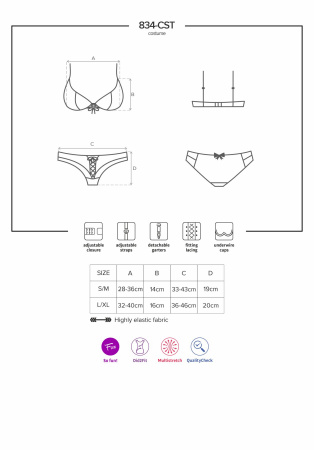 фото Костюм медсестри Obsessive 834-CST-6 S/M, біло-блакитний