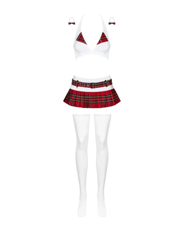 фото Костюм школярки з мініспідницею Obsessive Schooly 5pcs costume L/XL, біло-ч