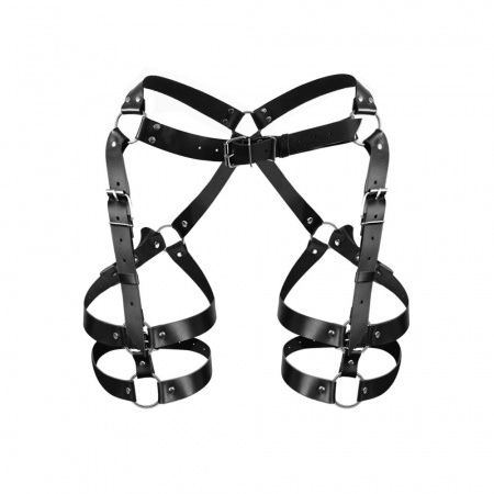 фото Гартери Art of Sex Claire, натуральна шкіра, розмір XS-М, колір чорний