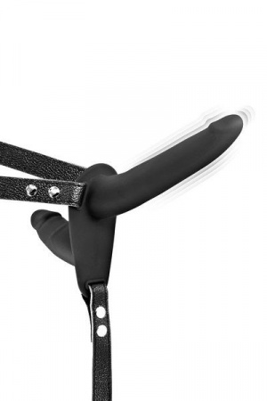 фото Подвійний страпон з вібрацією Fetish Tentation Vibrating Strap-On