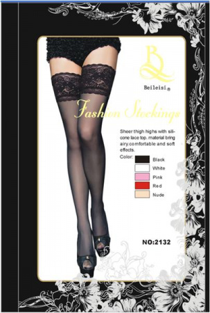 фото Чулки Beileisi белые классические с кружевной резинкой