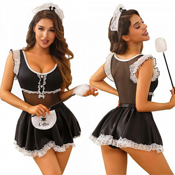 Костюм покоївки JSY «Сяйлива Агата» One Size, боді, спідниця, обруч, мітелк