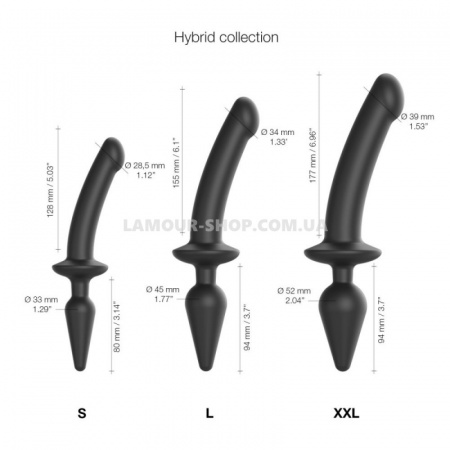 фото Анальна пробка дилдо 2в1 Strap-On-Me SWITCH PLUG-IN DILDO Black S