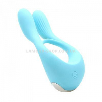 Вібратор для пар KisToy Martin Blue, два мотора, кріплення на член