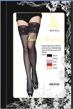 Чулки Beileisi белые классические с кружевной резинкой