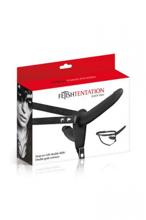 фото Подвійний страпон Fetish Tentation Strap-On with Double Dildo Black