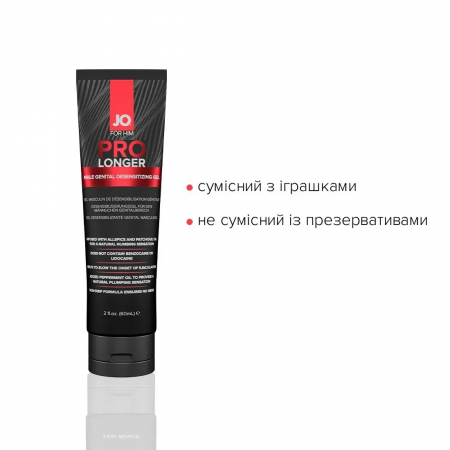 фото Пролонгер гель JO Prolonger Gel (60 мл) з олією перцевої м’яти та гвоздикового перцю