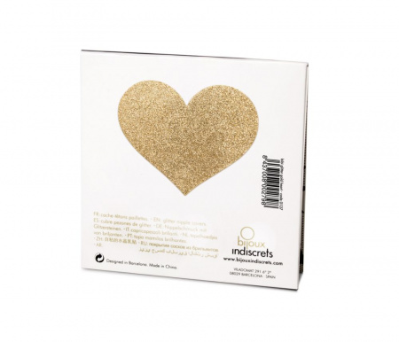фото Пестіс - стикини Bijoux Indiscrets - Flash Heart Gold, наклейки на соски