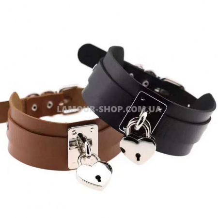 фото Нашийник з підвісом серденько, чорний