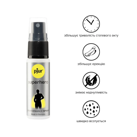 фото Спрей-пролонгатор pjur Superhero Performance Spray 20 мл, всотується в шкіру