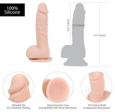 фото Фалоімітатор на присосці ADDICTION — Mark 7,5″ Dildo With Balls, Beige