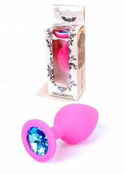 Анальна пробка Boss Series - Jewellery Pink Silicon PLUG Medium Light Bl