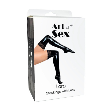 фото Панчохи Art of Sex - Lora з мереживом, розмір M, колір чорний