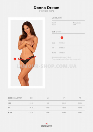 фото Стрінги Obsessive Donna Dream crotchless thong M/L Black, відкритий доступ
