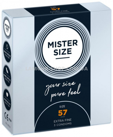фото Презервативи Mister Size - pure feel - 57 (3 condoms), товщина 0,05 мм