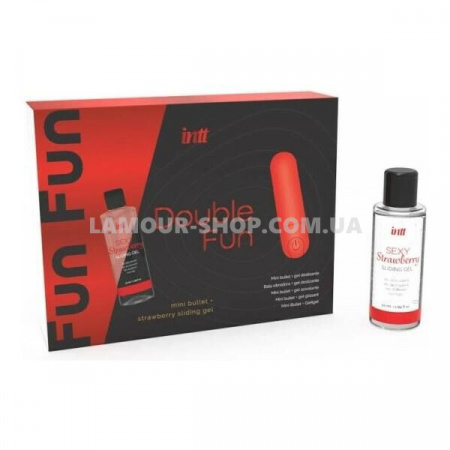 фото Набір Intt DOUBLE FUN: віброкуля та полуничний лубрикант