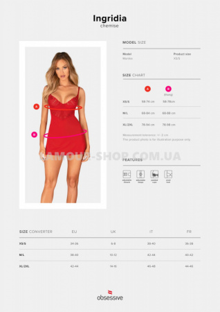 фото Пеньюар Obsessive Ingridia chemise & thong M/L