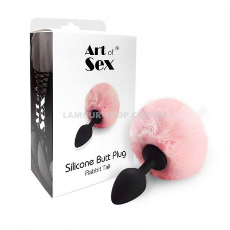 фото Анальна пробка М Art of Sex - Silicone Bunny Tails Butt plug Pink, діаметр