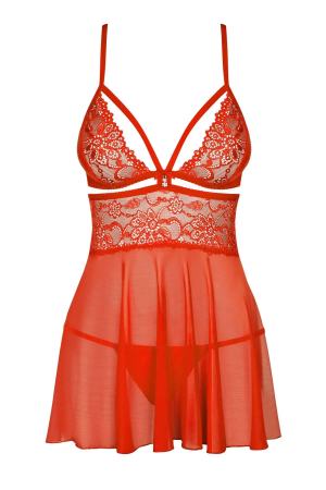 фото Бебі-дол Obsessive 838-BAB-3 babydoll & thong red S/M