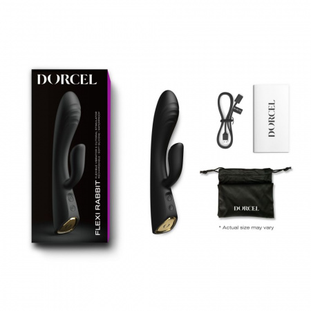 фото Вібратор-кролик з підігрівом Dorcel FLEXI RABBIT BLACK, гнучкий стовбур
