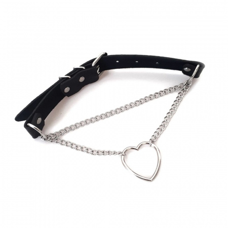 фото Чокер на шию Серце Art of Sex - Paris, з натуральної шкіри, колір Чорний