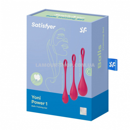 фото Набор йони бусин Satisfyer Yoni Power 1 Red, диаметр 2-2,5-3см, вес 22-46-74гр