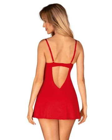 фото Пеньюар  Obsessive Ingridia chemise & thong XS/S, червоний, сорочка, стрінги