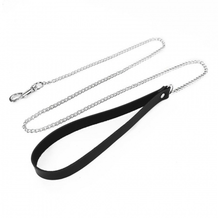 фото Повідець на ланцюжку із натуральної шкіри Art of Sex - Leash, колір Чорний