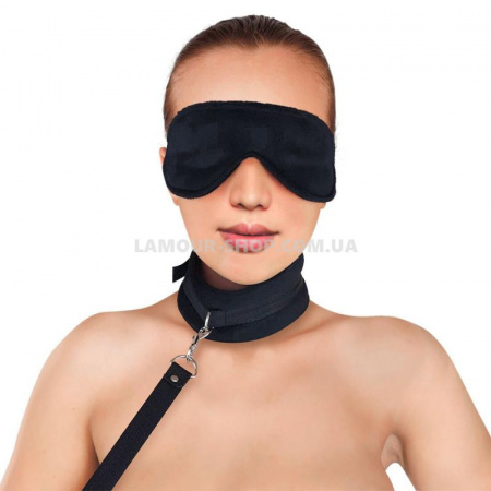 фото Набір, нашийник з повідцем та маска Art of Sex - Soft Touch Light, Чорний