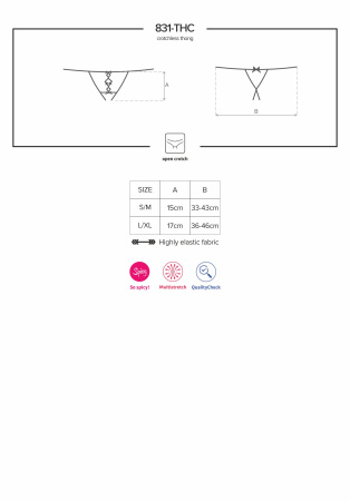 фото Мереживні танги з двома отворами Obsessive 831-THC-1 crotchless thong S/M