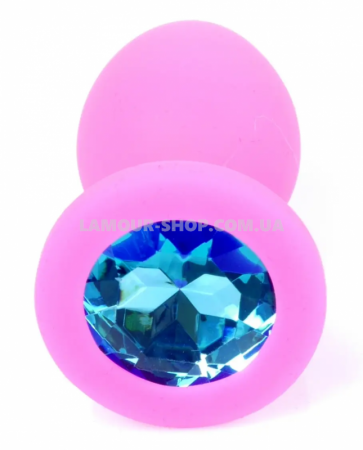 фото Aнальний затор Boss Series - Jewellery Pink Silicon PLUG Small Light Blue